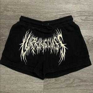 Edgy Black Graphic Women's Athletic Shorts